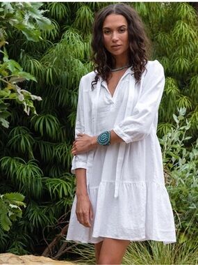 honorine / Short Giselle Double Gauze Dress in white XS